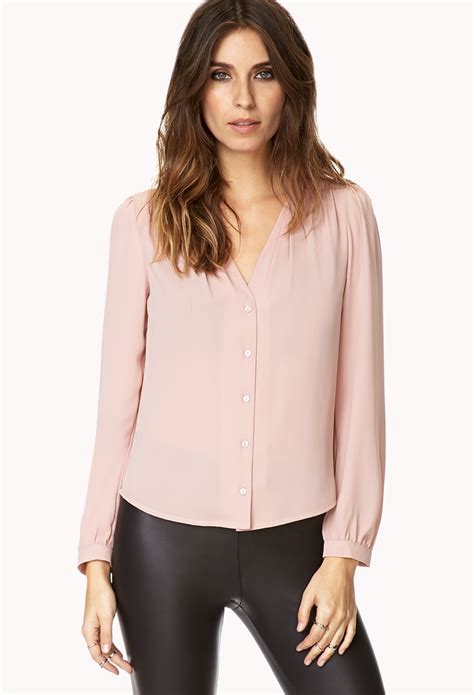 Lyst Forever 21 Dusty Rose Blouse In Pink
