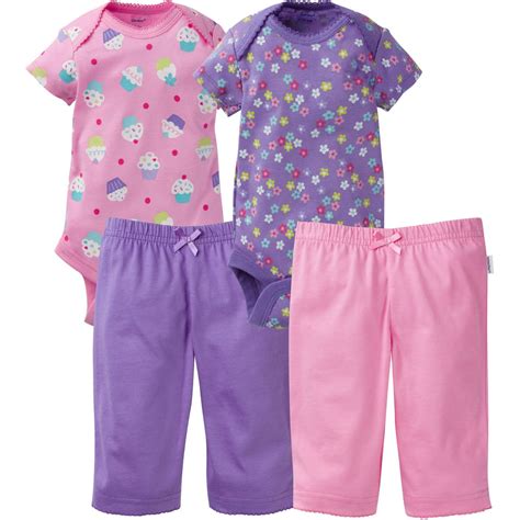 Onesies Brand Newborn Baby Girl Layette Outfit Set 4 Piece Walmart