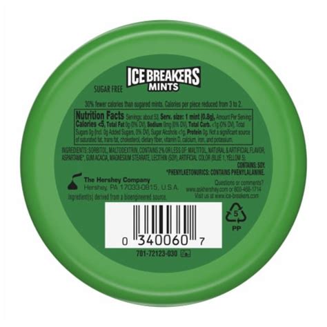 Ice Breakers Spearmint Flavored Sugar Free Breath Mints Tin Tin Oz Bakers