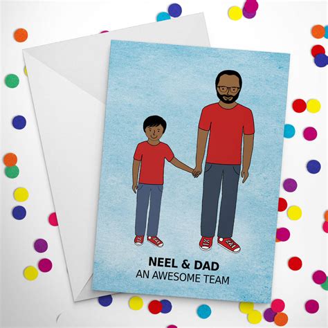 Dad And Son Portrait Fathers Day Card By Nickynackynoo