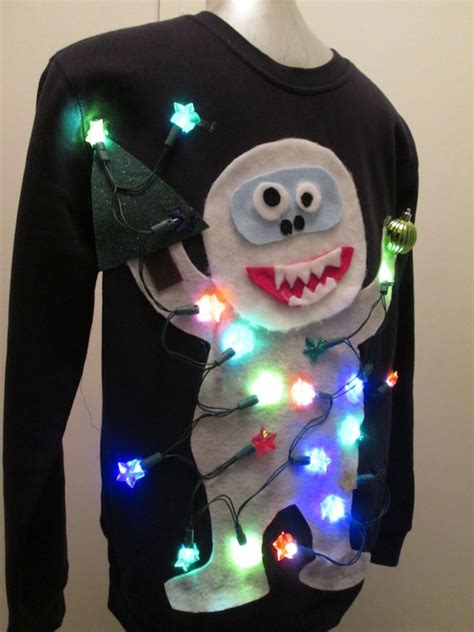 Abominable Snowman Ugly Christmas Sweater Lighted By Motherfrakers