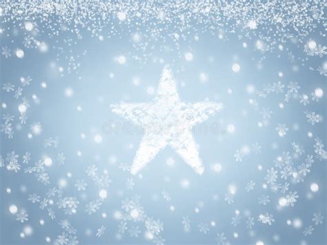 Snowy Christmas Background With Snow Star And Snowflakes In Winter