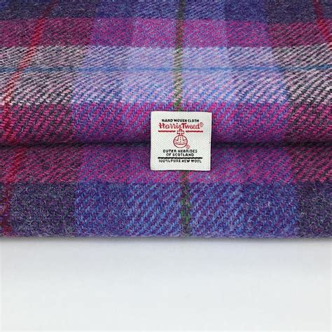 Harris Tweed Pink Purple Lilac Check Cloth Fabric Harris Tweed Scotland