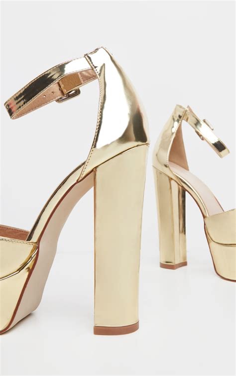 Gold Platform High Sandal Shoes Prettylittlething Usa