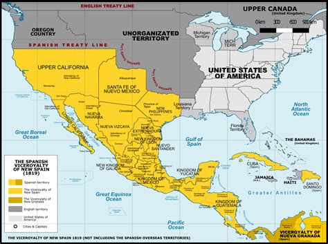 Spanish North American Possessions In 1819 Mapa De Mexico Antiguo
