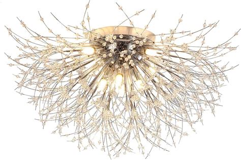 Buy Jiinoo Modern Firework Crystal Chandeliers Lights Dandelion Ceiling Lamp Semi Flush Mount