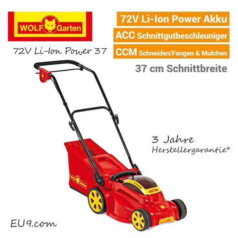 Um sich die arbeit hier zu erleichtern, gibt es für die rasenmäher einen. Wolf-Garten 72V Li-Ion Power 37 Akku-Rasenmäher - EU9