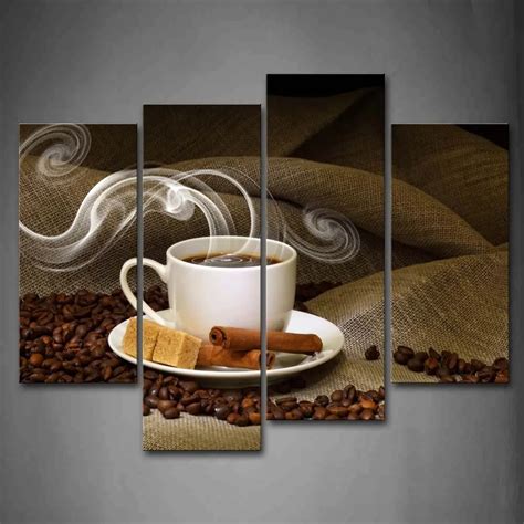 4 Piece Canvas Art Coffee Kitchen Modern Abstract Painting Wall