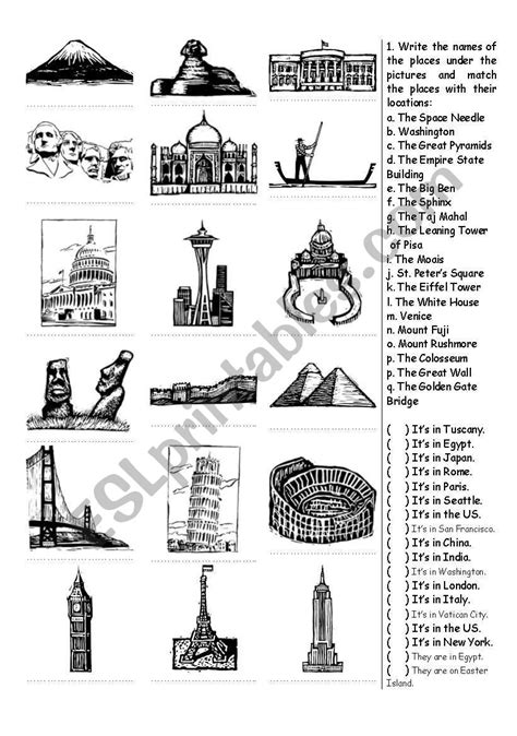 Famous Places Around The World Esl Worksheet By Luoliveira