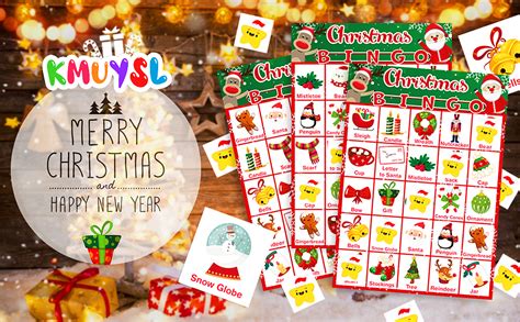 Kmuysl Christmas Bingo Game Card For Kids 32 Players