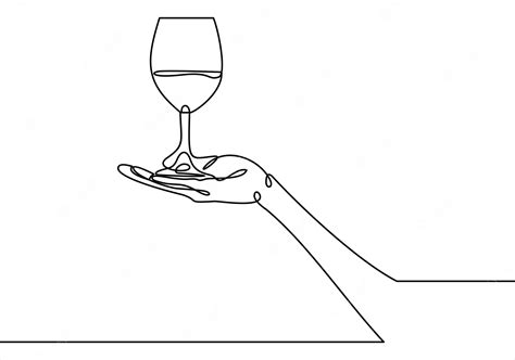 Premium Vector Continuous Line Drawing Of Hand Holding Glass Template