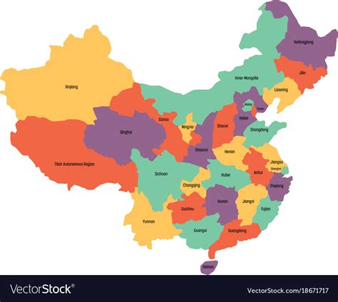 Map Of Administrative Provinces Of China Vector Image