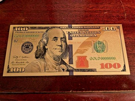 100 Dollar Bill Collectible Novelty Collection Note T 24k Gold
