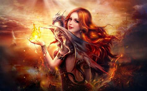 Dragon Fire Fantasy Girl Wallpapers Hd Wallpapers Id 16615