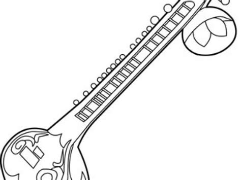 drawing sitar instrument sketch coloring page