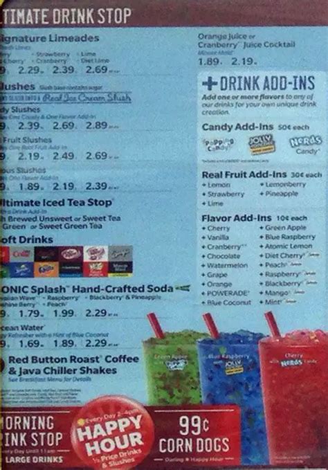 Sonic Drive In Menu Menu For Sonic Drive In Holmes Delaware County