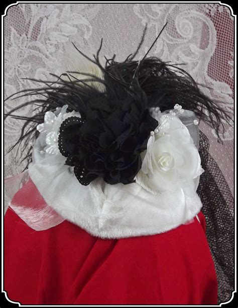 ladies tear drop victorian hat with fancy decor and tulle
