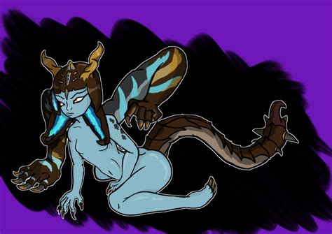 Rule 34 Blue Skin Elder Dragon Frown Gaismagorm Horns Monster Girl