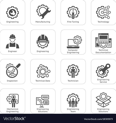 Line Engineering Icons Royalty Free Vector Image