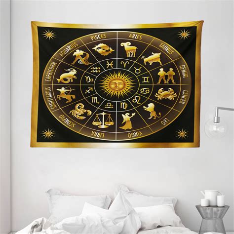 Astrology Tapestry Wheel Zodiac Astrological Signs In Circle With Sun