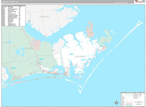 Carteret County, NC Wall Map Premium Style by MarketMAPS - MapSales