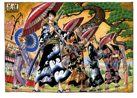 An Image Of Anime Characters With Umbrellas