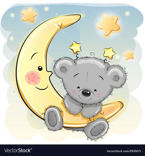Teddy Bear On The Moon Royalty Free Vector Image