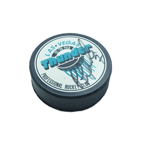 Las Vegas Thunder Official Logo Hockey Puck Ihl Signed By 7