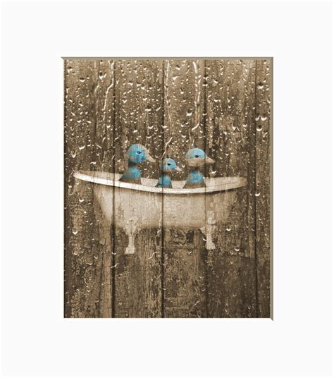 Rustic Country Vintage Bathroom Wall Decor Ducks In Bathtub Etsy