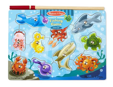 Melissa And Doug Magnetic Wooden Fishing Puzzle Game With 10 Ocean Animal