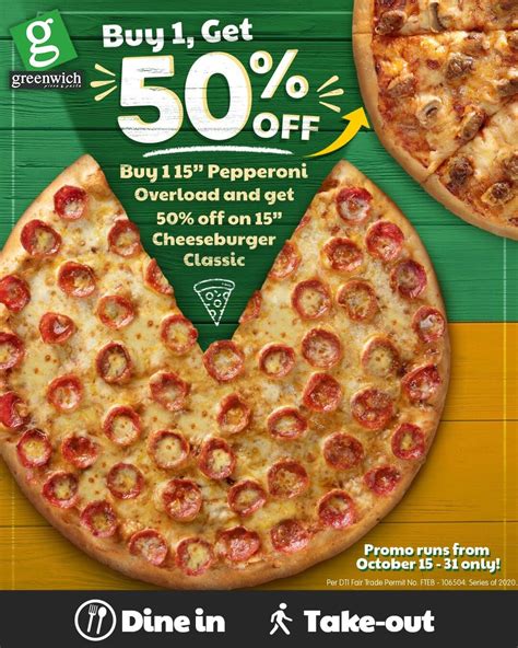 Greenwich Pizza Buy 1 Get 1 At 50 Off Pizza Greenwich Pizza