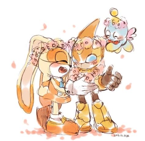 this is an even cuter pic of cream and emerl than last time sonic the hedgehog sonic cream