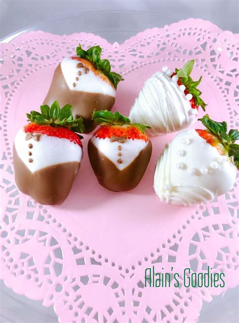 Bride And Groom Inspired Chocolate Covered Strawberries Food
