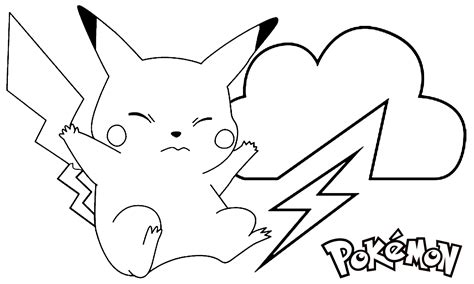 Pikachu On The Storm Pokemon Coloring Page Online 🐹 Free Online
