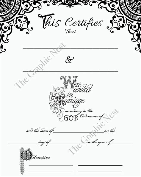 Marriage Certificate Digital Download Etsy