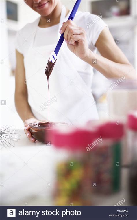 Woman Melted Chocolate Stock Photos Woman Melted Chocolate Stock