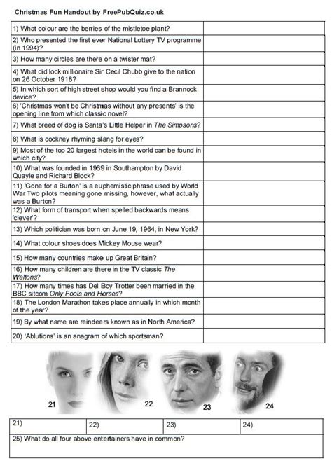 Free Quiz Handout Print And Enjoy A4 Sheet With Questions And