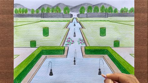 How To Draw A Garden In 1 Point Perspective Step By Step Youtube