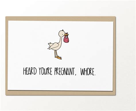 Heard You Re Pregnant Whore Funny Greeting Card Best Etsy
