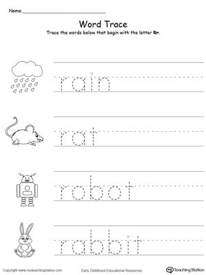 List of common words starting with letter q. Trace Words That Begin With Letter Sound: R ...