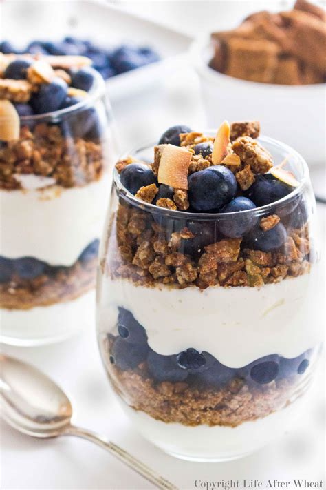 High Protein Breakfast Parfait With Blueberry Vanilla And Toasted