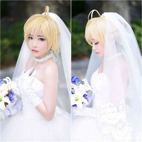 Cosplay Anime On Instagram Saber Of Fate Seires Th Anniversary Wedding Dress Version