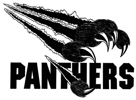 A Black And White Drawing Of An Eagle With The Words Panthers On It