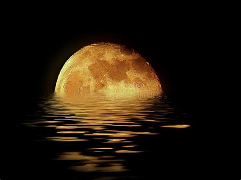 Moon Rising Over The Sea Golden Moon Rising Over The Sea With A