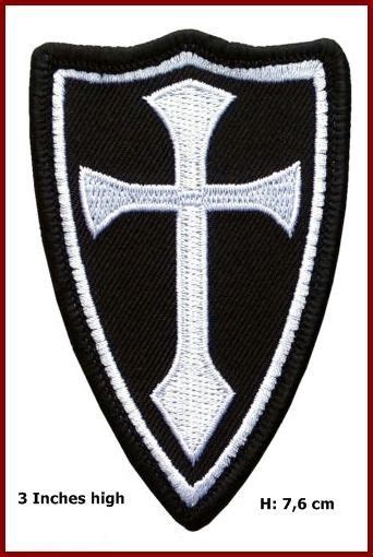 Velc Crusader Templar Knights Shield Cross White Black Morale Patch