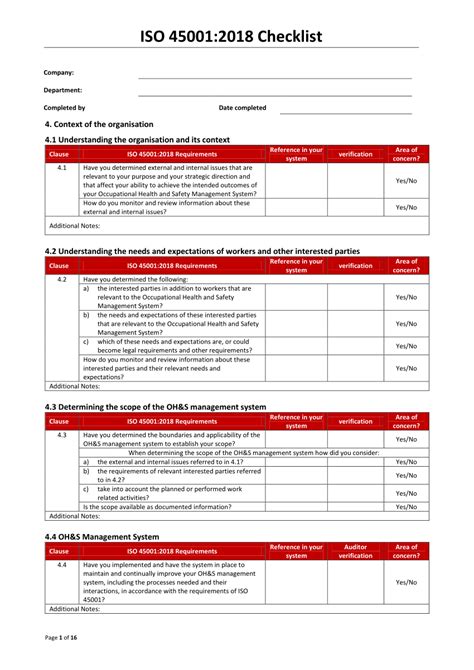 Check List De Auditoria Iso 45001 Kulturaupice