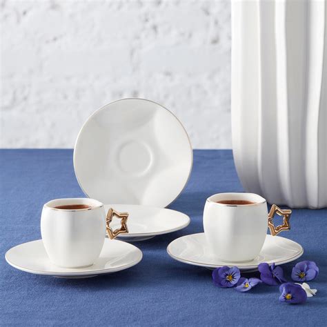Karaca Star Piece Porcelain Espresso Turkish Coffee Cup Set For