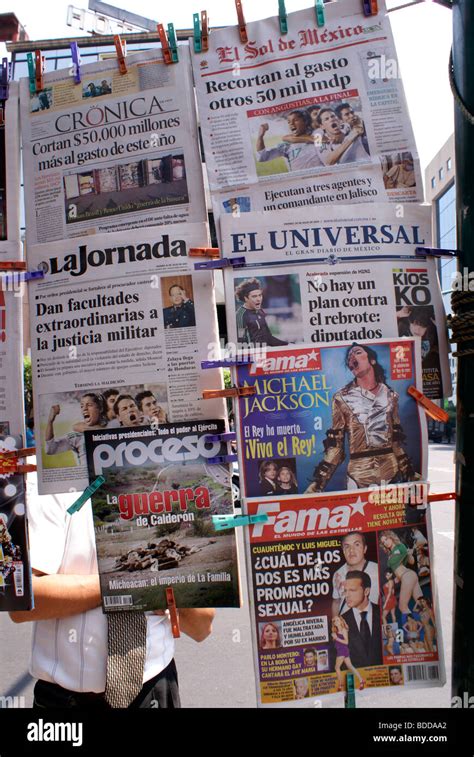 Spanish Language Newspapers Tabloids And Magazines At A Newsstand In