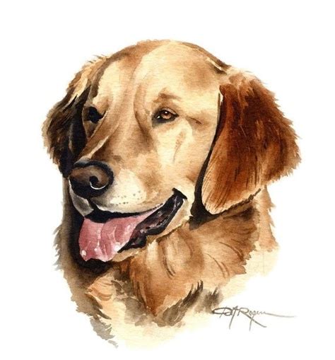 Golden Retriever Dog Art Print Signed By Artist Dj By K9artgallery 12