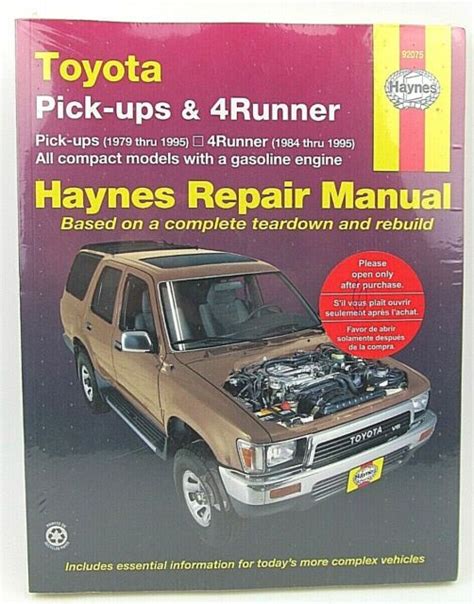 1979 Thru 1992 Toyota Truck 4runner Repair Manual Haynes For Sale